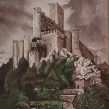 Painting titled "Castillo de Almansa" by Valian, Original Artwork, Oil