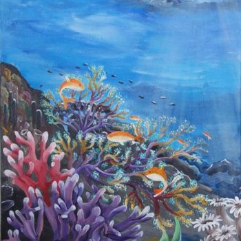 Painting titled "Flores del mar 4" by Valian, Original Artwork, Oil