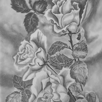 Drawing titled "Rosas blancas" by Valian, Original Artwork