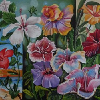 Painting titled "MIX-Hibiscus" by Valian, Original Artwork