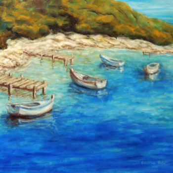 Malerei mit dem Titel "Boats" von Kristina Valić, Original-Kunstwerk, Acryl