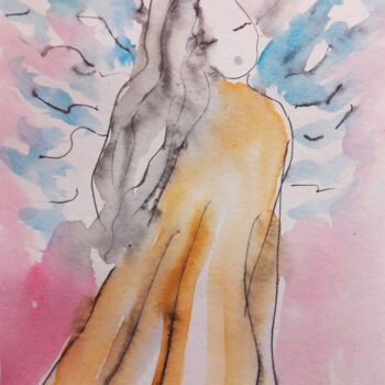 Schilderij getiteld "Angel #33" door Kristina Valić, Origineel Kunstwerk, Aquarel