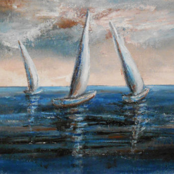 Painting titled "Sailboats" by Kristina Valić, Original Artwork, Acrylic