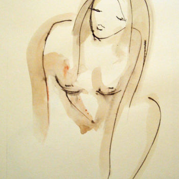 Painting titled "Nude" by Kristina Valić, Original Artwork, Watercolor