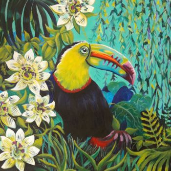 Painting titled "LE TOUCAN" by Valker, Original Artwork, Acrylic