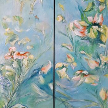 Painting titled "Duo "Fleurs"" by Pascale Fleury-Vallée, Original Artwork, Acrylic