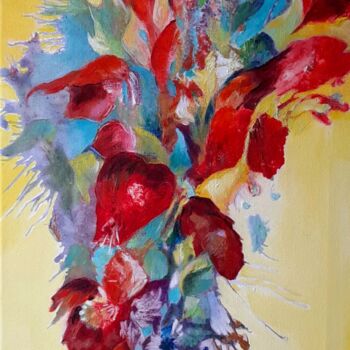 Картина под названием ""Gerbe florale"" - Pascale Fleury-Vallée, Подлинное произведение искусства, Акрил Установлен на Дерев…