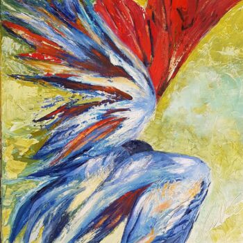 Malarstwo zatytułowany „"L'oiseau de feu"” autorstwa Pascale Fleury-Vallée, Oryginalna praca, Olej Zamontowany na Drewniana…
