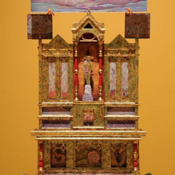 Pittura intitolato "Earth's Altar Gold" da Linda Vallejo, Opera d'arte originale