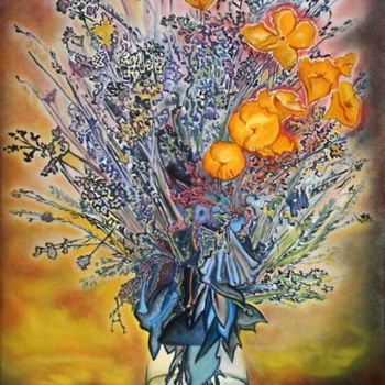 Painting titled "Wild Flowers" by Linda Vallejo, Original Artwork