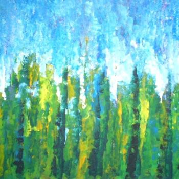 Painting titled "Poplar Trees" by Valleri, Original Artwork, Oil