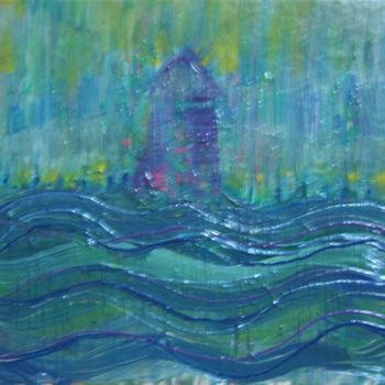 Painting titled "Misty Day Lighthouse" by Valleri, Original Artwork, Oil