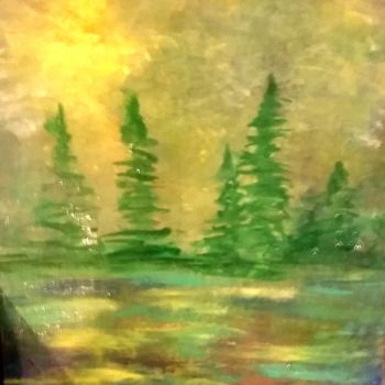 Painting titled "Misty Morning" by Valleri, Original Artwork, Acrylic