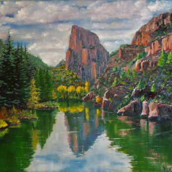 Painting titled "Embalse de la Vieja." by Fernando Valluerca, Original Artwork, Oil