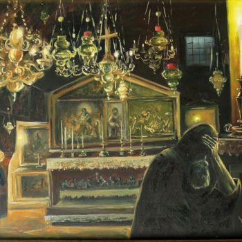 Painting titled "Iglesia ortodoxa" by Fernando Valluerca, Original Artwork, Oil