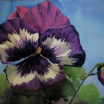 Painting titled "Pensamiento" by Fernando Valluerca, Original Artwork, Watercolor