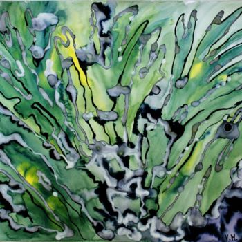 Painting titled ""Algues au fond des…" by Val Mat, Original Artwork, Oil