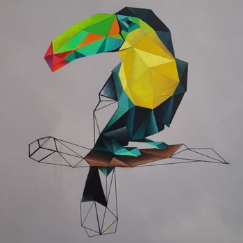 「toucan」というタイトルの絵画 Valou.によって, オリジナルのアートワーク, アクリル