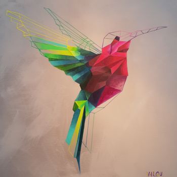 Painting titled "colibri" by Valou., Original Artwork, Acrylic