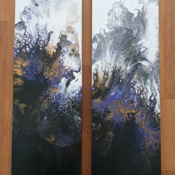 Painting titled "pouring( blanc,noir…" by Valou., Original Artwork, Acrylic
