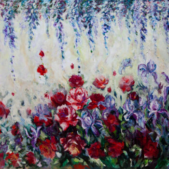 Peinture intitulée "Roses rouges depuis…" par Valquiria Imperiano, Œuvre d'art originale, Huile