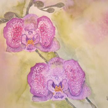 Peinture intitulée "Orchidée" par Valérie Westrelin, Œuvre d'art originale, Huile
