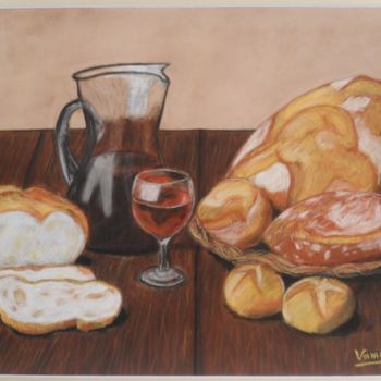 Disegno intitolato "Du pain et du vin" da Vame, Opera d'arte originale, Altro