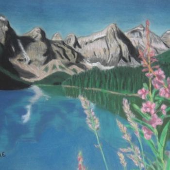 Dessin intitulée "Lac de montagne" par Vame, Œuvre d'art originale, Autre