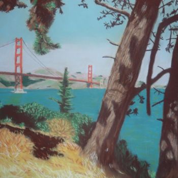 Dessin intitulée "Le Golden Gate Brid…" par Vame, Œuvre d'art originale, Autre