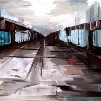 Painting titled "bridge" by Vamekh Kokhreidze, Original Artwork, Oil