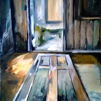 Pintura intitulada "Fallen door" por Vamekh Kokhreidze, Obras de arte originais, Óleo