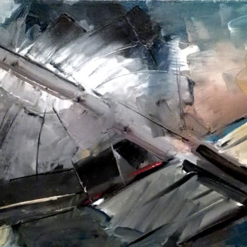 Pittura intitolato "Future satellite an…" da Vamekh Kokhreidze, Opera d'arte originale, Olio