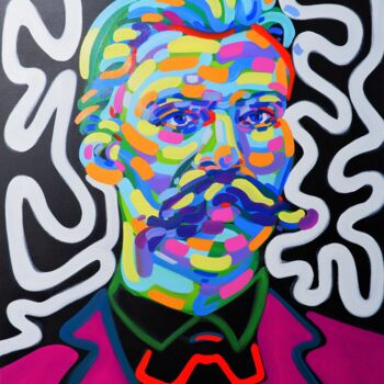 Pintura intitulada "Nietzsche" por Van Lanigh, Obras de arte originais, Óleo