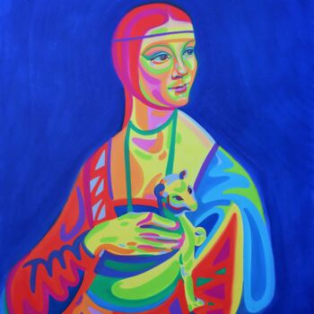 Painting titled "Lady with an Ermine" by Van Lanigh, Original Artwork, Oil
