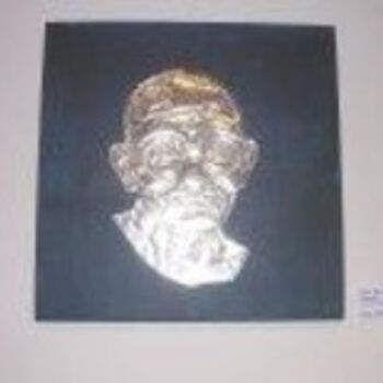 Painting titled "Retrato de Ghandi" by Vanda Estriga, Original Artwork