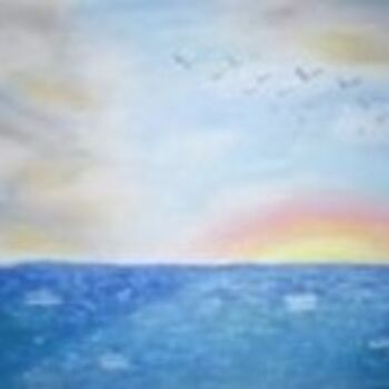 Painting titled "Sunset on sea" by Vanda Estriga, Original Artwork