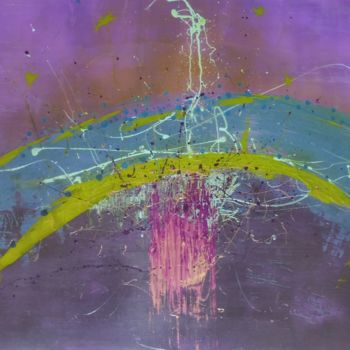 Painting titled "vague fond violet" by Pascal Vandel, Original Artwork, Acrylic