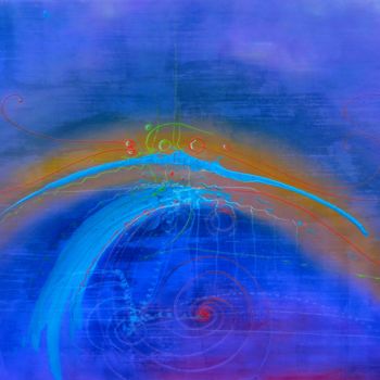 Peinture intitulée "vague bleue" par Pascal Vandel, Œuvre d'art originale, Acrylique