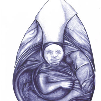 Drawing titled "Проблеск" by Vanderbee, Original Artwork, Ballpoint pen