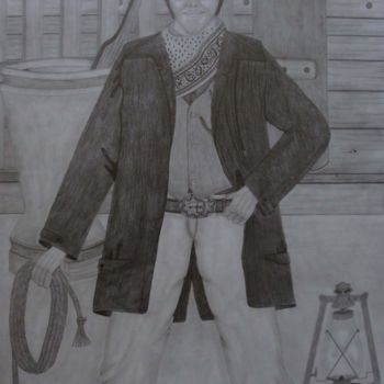 Drawing titled "Cowboy" by Vanderson Mota, Original Artwork, Pencil
