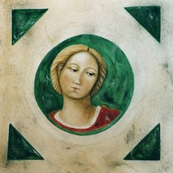 Pittura intitolato "médaillon jeune fem…" da Véronique Van Eetvelde, Opera d'arte originale, Altro