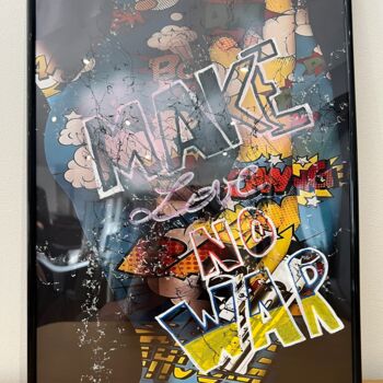 Schilderij getiteld "MAKE ART NOT WAR" door Vanessa Fodera, Origineel Kunstwerk, Inkt Gemonteerd op Karton