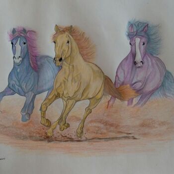 Drawing titled "La Fuerza de Pegaso" by Vanessa Garcia Artunedo, Original Artwork, Pencil