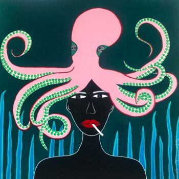Peinture intitulée "Femme poulpe" par Vanessa Genachte, Œuvre d'art originale, Acrylique