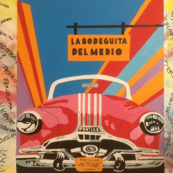 Malerei mit dem Titel "La voiture cubaine" von Vanessa Mancini, Original-Kunstwerk, Acryl