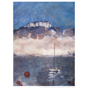 Peinture intitulée "Reproduction Lac d'…" par Vanessa Renoux, Œuvre d'art originale, Aquarelle