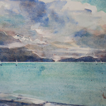 Malerei mit dem Titel "Aquarelle du lac d'…" von Vanessa Renoux, Original-Kunstwerk, Aquarell