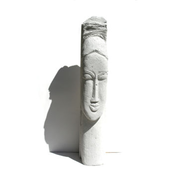 Sculptuur getiteld "Sculpture de Tête d…" door Vanessa Renoux, Origineel Kunstwerk, Cellenbeton