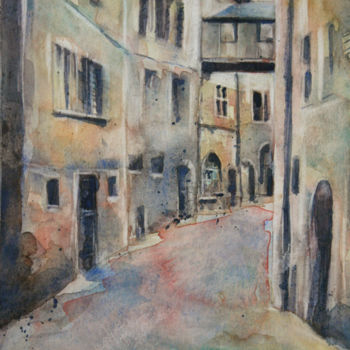 Painting titled "Aquarelle de la vil…" by Vanessa Renoux, Original Artwork, Watercolor