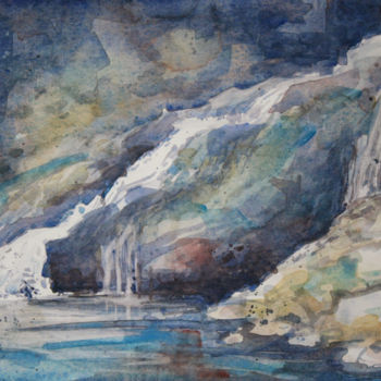 Malerei mit dem Titel "Aquarelle de Cascad…" von Vanessa Renoux, Original-Kunstwerk, Aquarell